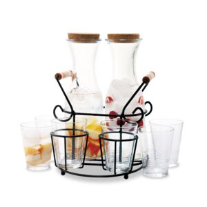 Bien Servi 9-Piece Durable High Grade Glass Material Beverage Set with Stand